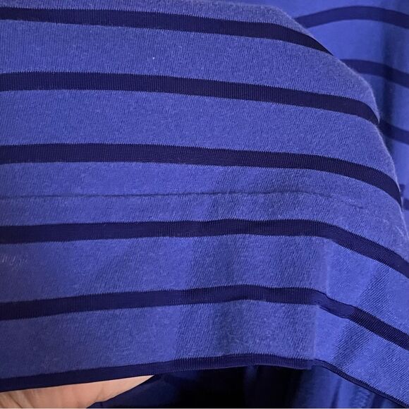 Chico's Black/Blue Striped Short Sleeve Pullover Shirt with Tie Hip Size 3 or XL - Picture 8 of 8